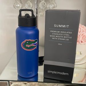 Simple|Modern Premium Insulated St Steel Wide Mouth Florida Bottle W Straw Lid